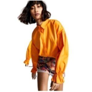 NWT INC Tangerine Oversized Button Down Work Business Casual Shirt Small